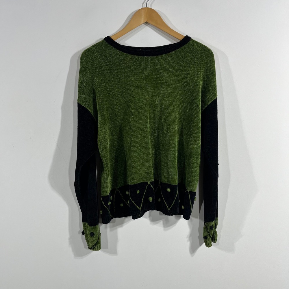 Papy Boez VTG Whimsigoth Chenille 3D Sweater Womens Medium Large Fairy Grunge